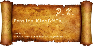 Pantits Kleofás névjegykártya